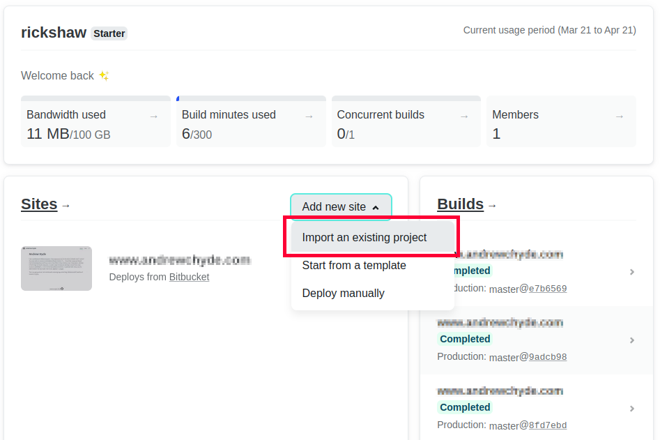 Netlify Dashboard
